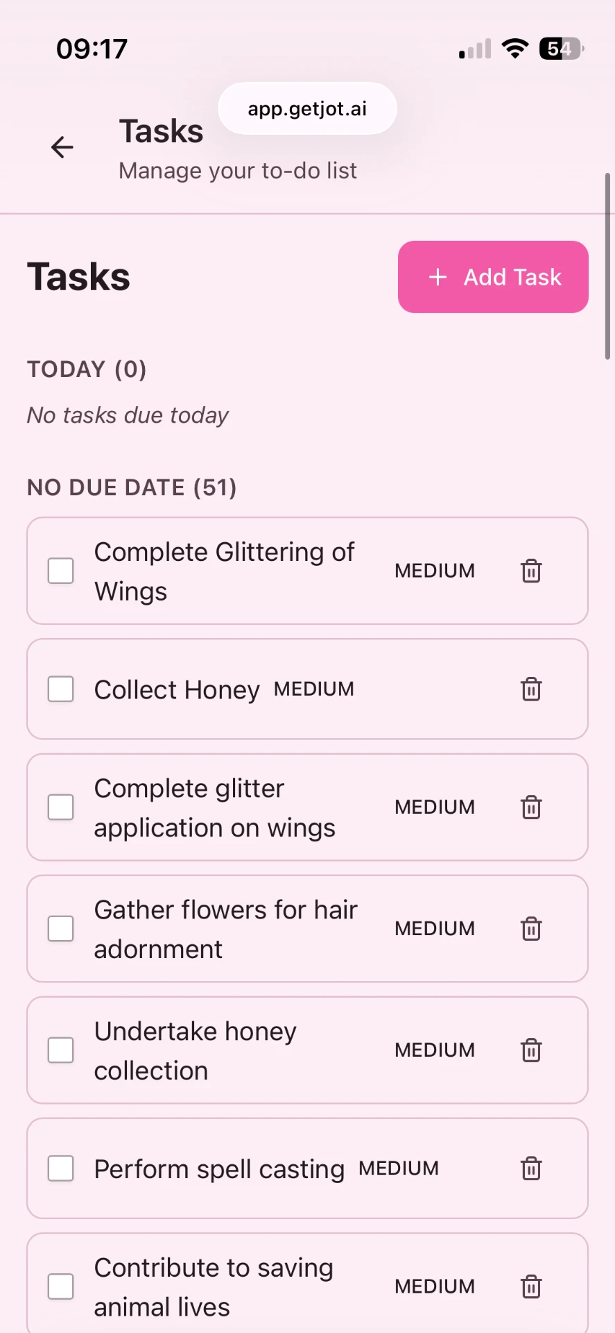 Tasks in jot